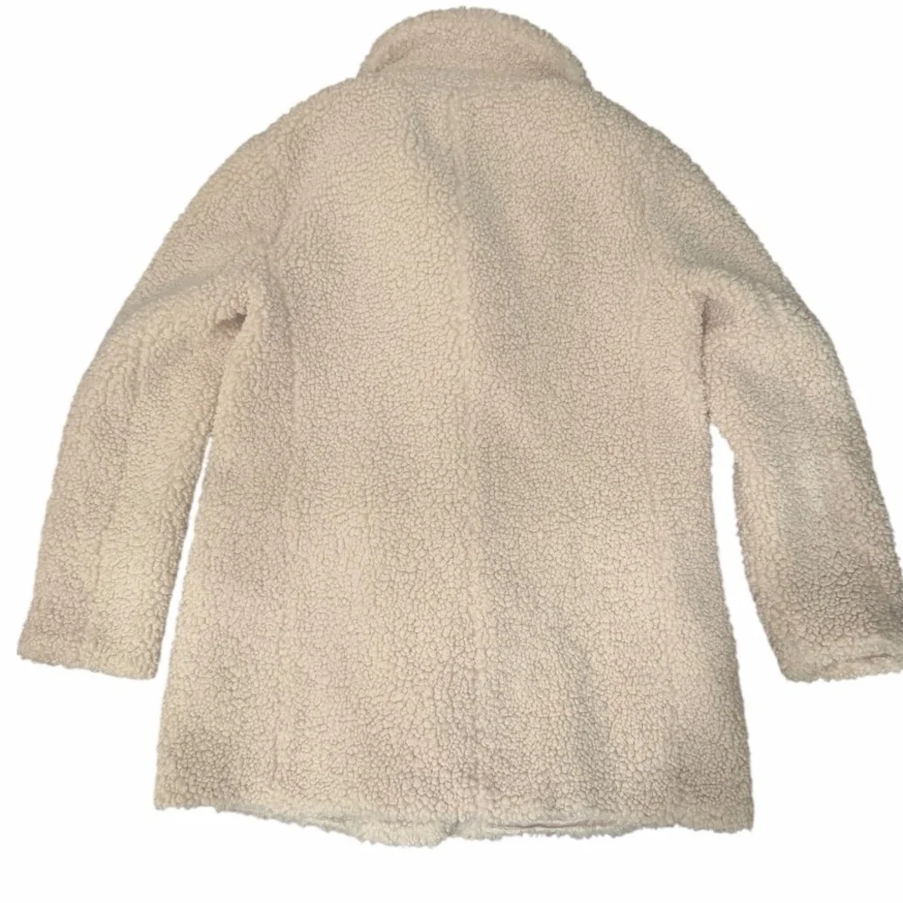 J. Crew Teddy Sherpa Jacket Ivory Button‎ Up Faux Fur Coat size small - Picture 5 of 10